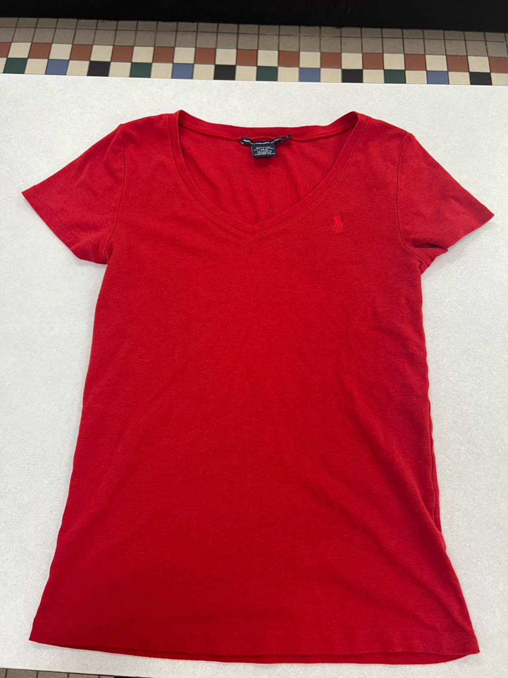 Ralph Lauren Red V-Neck Short Sleeve Tee